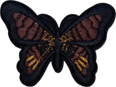 Produktbild von Schmetterlings-Emblem-Aufnäher zum Aufbügeln in Dunkelbraun