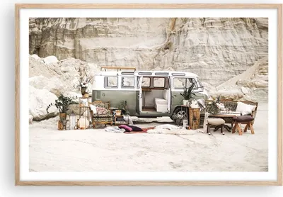 Produktbild von Gerahmtes Poster - Rahmen in heller Eiche - Wohnmobil Boho Möbel - 91,5x61 cm - Wand Bild - Wanddeko - Wandbilder - Kunstposter - Wandposter - Bilderrahmen - Bilder - Kunstdruck - P2NAA91x61-4542