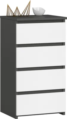 Obrázek produktu pro komoda 3xEliving, příborník se 4 zásuvkami (š:40 cm x v:74 cm x h:35 cm) v grafitově šedé a bílé barvě