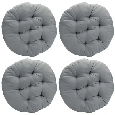 Produktbild von 4-teiliges Set runde Stuhlkissen 40x40x3 cm - Bequemes Sitzkissen für drinnen und draußen