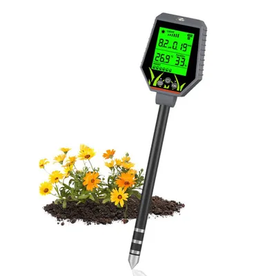 Produktbild von 6 in 1 Bodenmessgerät,Digital PH Tester, für pH-Wert, Feuchtigkeit, Temperatur, Licht, EC & Nährstoffgehalt,für Garten Rasen Pflanzenpflege