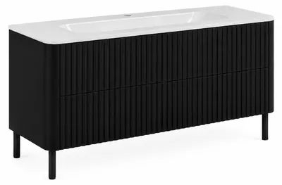 Immagine prodotto di Mobile bagno, 120 cm, nero, con lavabo integrato, gambe nere, dimensioni: 120,7 x 44,4 x 64,9 cm