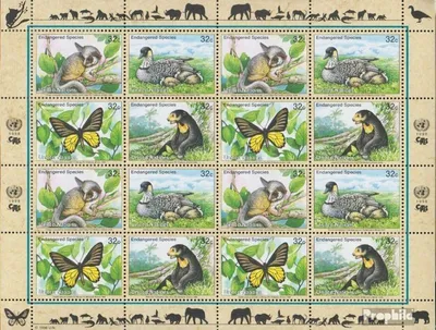 Produktbild von Briefmarken UNO - New York 1998 Mi 767-770 Kleinbogen (kompl.Ausg.) postfrisch Gefährdete Tiere