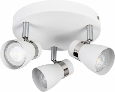 Produktbild von Kanlux ENALI Deckenleuchte, 3-flammig, GU10, 35W, dimmbar, Weiß/Chrom, Ø20cm