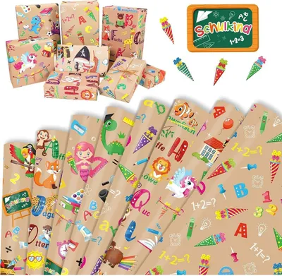 Obrázok produktu pre HOWAF 8 späť do školy baliaci papier deti ABC škola kužeľ späť do školy dekorácie dievčatá chlapci