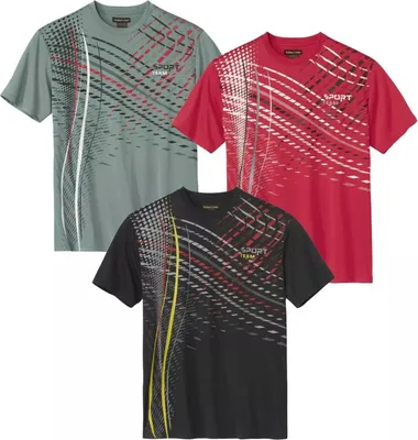 Image de Atlas For Men - T-shirt « Active » pour homme (lot de 3) AF1367 (XXL) (noir/vert/corail)
