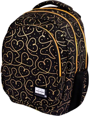 Produktbild von ASTRA HEAD Schulrucksack Schultasche GOLDENE HERZEN leicht schwarz Kinder Mädchen