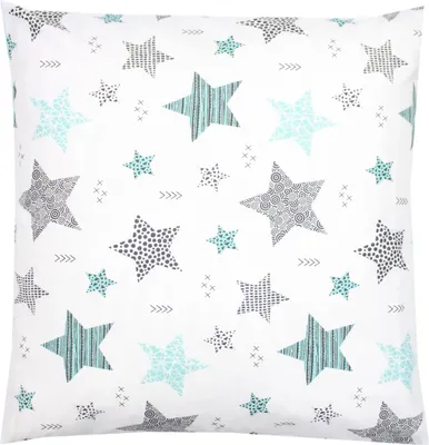 Produktbild von TupTam Kinder Kissenbezug Kissenhülle Dekorativ Gemustert, Farbe: Sterne Mint / Schwarz, Größe: 80 x 80 cm