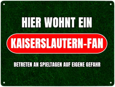 Produktbild von Hier wohnt ein Kaiserslautern-Fan Metallschild XXL in 28x38 cm mit Rasenmotiv