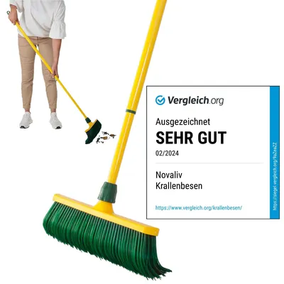 Produktbild von Novaliv Krallenbesen Set 30 cm Kunststoff mit Teleskopstiel gebogenen Borsten Gartenbesen Straßenbesen Kehrbesen Laubbesen (1, 40 cm Besen mit Stiel)