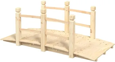 Productafbeelding van Houten Tuinbrug - Vijverbrug Tuindecoratie - Tuin Aankleden - Met Handleuningen - 150x67x56 cm - Houtkleur