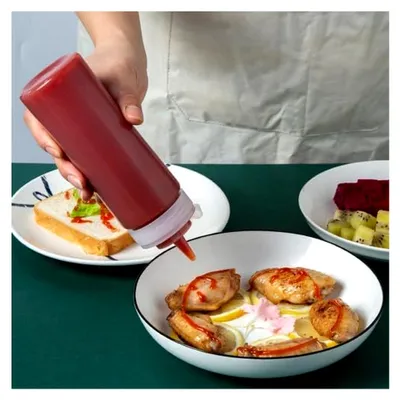 Produktbild von 2 Stück Quetschflaschen aus Kunststoff, 8oz Auslaufsichere Flaschen für Malen, Backen, Ketchup, scharfe Soße, Olivenöl, Saucenflasche (Transparent, 250ML)