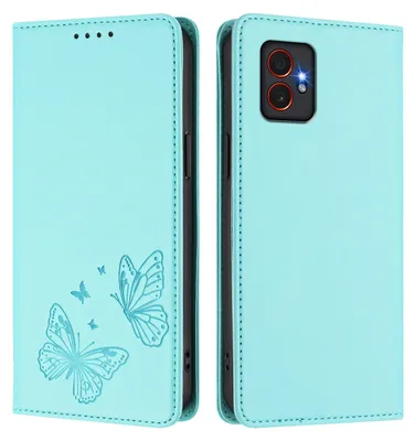 Obrázek produktu pro Kožené pouzdro pro Samsung Galaxy Xcover7 Pro, motýlí ražbou, peněženkové flip pouzdro se stojánkem Mátově zelená