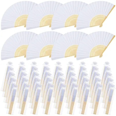 Produktbild von Faltbarer Bambus Papier Handventilator - Weiß - Hochzeitsdekoration - Geburtstagsgeschenk