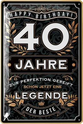 Produktbild von Blechschild Schild 40 Geburtstag - Schild 40 JAHRE LEGENDE - Geschenke für den 40 Geburtstag Mann, lustiges Schild 40 Geburtstag Deko