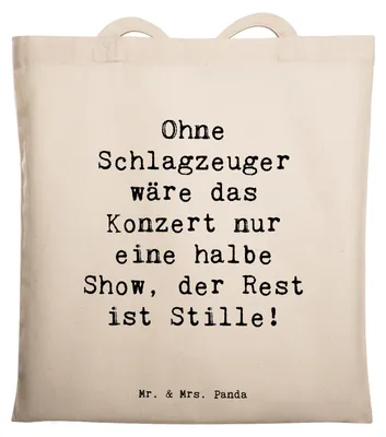 Produktbild von Mr. & Mrs. Panda Jutebeutel Spruch Schlagzeug Konzert - Transparent - Geschenk, Musikinstrument, Musik, Tote Bag, Beats, Musiker, Band, Präsenz, Laptoptasche, Energie