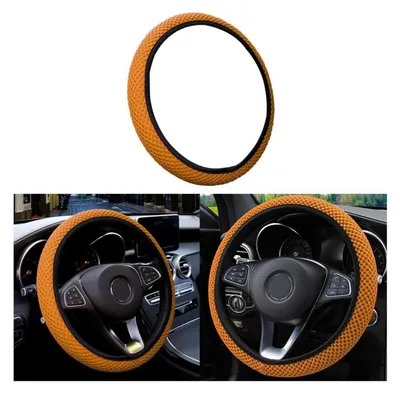Produktbild von Lenkradbezug Universal Auto 37-38 cm Mikrofaser Eisseide Orange Rutschfest
