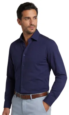 Produktbild von Olymp Hemd Slim Fit einfarbig dunkelblau Baumwolle