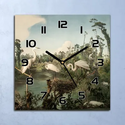 Produktbild von Wanduhr Echt-Glas-Küchenuhr Vintage Vögel Quarz Lautlos 30x30 Deko Bilder