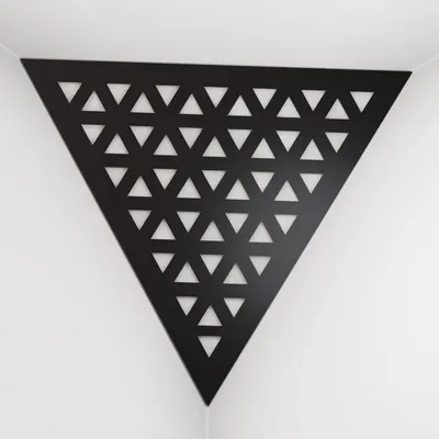 Produktbild von 2er-Pack – Deckenecken-Bassfalle "Triangle-F" | Pyramidenförmiger Akustikschaum mit laminierter HDF-Platte und Stoff [TRI -Schwarz|Weiß]