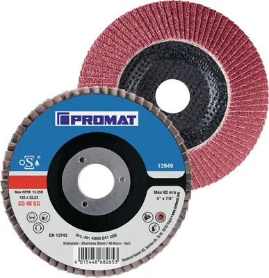 Produktbild von Fcherscheibe 115 mm Krnung 120 konisch INOX Keramikkorn CO