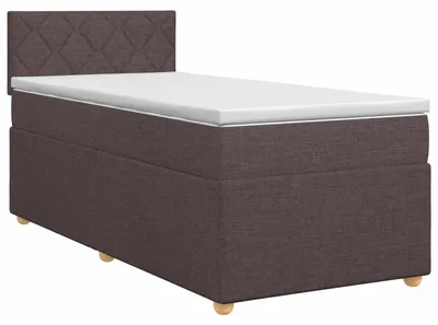 Image de vidaXL Lit boxspring avec matelas brun foncé 90 x 190 cm Tissu