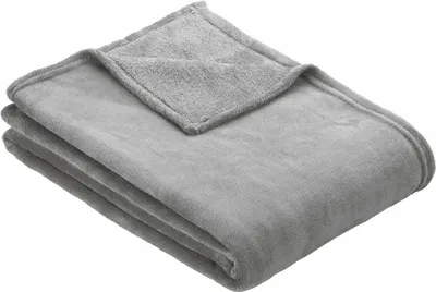 Produktbild von Ibena Kuscheldecke Olbia 130x180 cm - Fleecedecke hellgrau einfarbig, Sofadecke kuschelweich