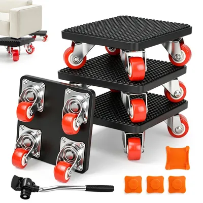Obrázek produktu pro Sada 9 kusů koleček pro nábytek – otočná o 360° – maximální nosnost 500 kg – vysoce kvalitní materiály – protiskluzový design – vhodné pro těžký nábytek – kolečka na nábytek