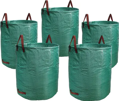 Produktbild von 5x Gartenabfallsack Laubsack Gartensack mit Griffen - Laubsack Rasensack Abfallsack Müllsack Gartenabfallsack 500L