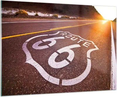 Produktbild von Bilder auf glas - Usa wegweg 66 freiheit reise - 100x70cm - Glasbilder - Wandbilder - Kunstdruck - zum Aufhängen bereit - Wanddekoration aus Glas - Glas Bilder - Wandbild auf Glas - GAA100x70-0443