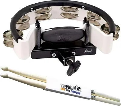 Imagen del producto de Pandereta Pearl PTM-10SHX con soporte e incluye baquetas