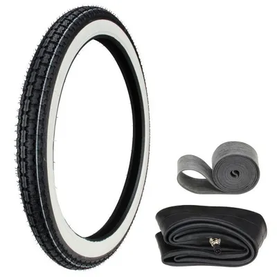Zdjęcie produktu dla Opona Whitewall Kenda K252 2.50-19 (2 1/2 x 19) 41P TT + dętka + taśma do obręczy