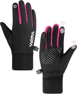 Obrázok produktu pre Detské cyklistické rukavice 7-12 rokov, dotykové, protišmykové, na zimu