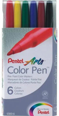Obrázok produktu pre Farebné pero Pentel s vláknovým hrotom 0,6 mm Sada 6 rôznych farieb