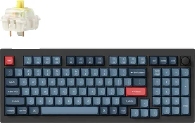 Produktbild von Keychron V5 Max QMK/VIA Kabelloss Mechanische Tastatur, Hot-Swap, RGB, QWERTY US Layout, Carbon Black, Gateron Jupiter Banana - V5M-D4