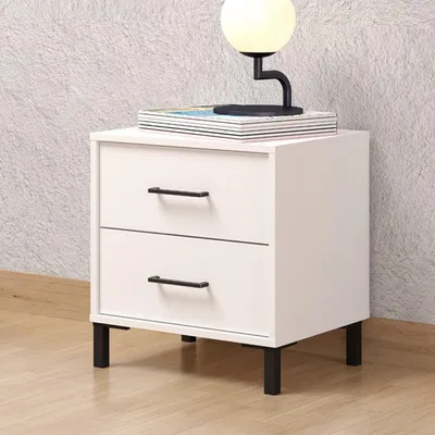 Image de Clanezzo - Table de nuit, 48x40x52h cm Blanc, une étagère