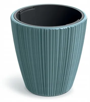 Produktbild von Runder Kunststoff-Blumentopf 47 cm Blau mit Pflanzeinsatz, UV-/Wetterfest, für Innen & Außen