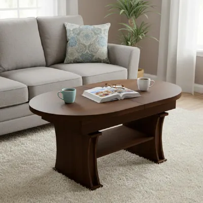 Produktbild von Design Couchtisch DA-130 oval 130 - 170cm ausziehbar höhenverstellbar mit Ablage