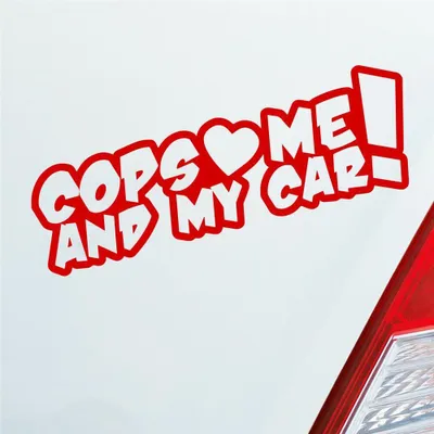 Produktbild von Auto Aufkleber Cops Love me and my Car! Racing Rennen Tuning 15x5 cm Rot Sticker Heckscheibenaufkleber