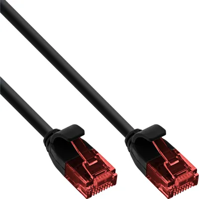 Produktbild von InLine Slim Patchkabel, U/UTP, Cat.6, schwarz, 1,5m, 1,5 m, Cat6, U/UTP (UTP), RJ-45, RJ-45, Schwarz