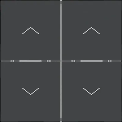 Produktbild von Hager Abdeckung für Taster, 2-fach, AUF/AB-Pfeile, A.x/C.x, nachtschwarz matt, 1 Stk.