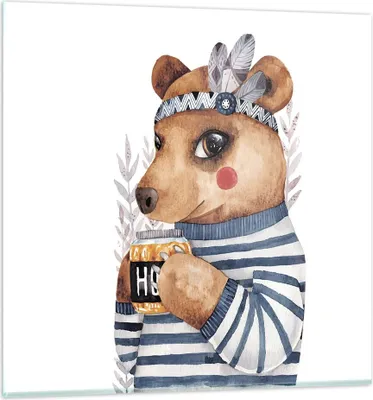 Produktbild von Bilder auf glas - Einteilig - Anthropomorphisierung Bär Kinder - 70x70cm - Glasbilder - Wandbilder - Bilder - Wanddekoration aus Glas - Glas Bilder - Wandbild auf Glas - GAC70x70-4367