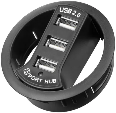 Produktbild von 3-Port USB-Einbau-Hub zum Einbau in Tischdurchführungen von 60 mm