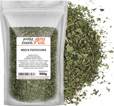 Zdjęcie produktu dla MIĘTA PIEPRZOWA 500g Suszona naturalna liście mięty herbata ziołowa Kol-Pol