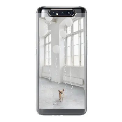 Produktbild von MuchoWow® Handyhülle Schutzhülle Hülle für Samsung Galaxy A80 Hund - Weiß - Luftballon Silikon Softcase Handy Hülle - Schutzdeckel