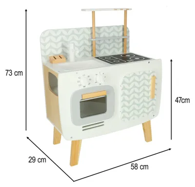 Obrázok produktu pre Detská drevená kuchynka MDF kuchynka pre deti retro s príslušenstvom 73 cm Lulilo