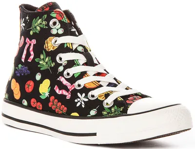 Produktbild von Converse Chuck Taylor A16044C All Star Hi in Schwarz mit Fruchtprint – 4,5 UK – 37 EU – 4,5M/6,5F US / Schwarz mit verschiedenen Mustern