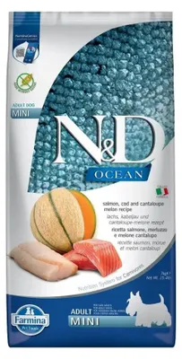 Produktbild von FARMINA N&D Ocean Dog Salmon Cod Cantaloupe Melon Adult Mini - Trockenfutter für Hunde - 7 kg