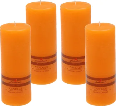 Produktbild von 4er Set Adventskranzkerzen "Raureif" Orange 200/78 mm