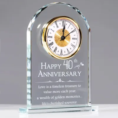 Immagine prodotto di Orologio da tavolo in cristallo per il 40° anniversario di matrimonio